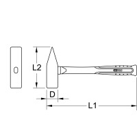 BRONZEplus Schlosserhammer 500 g, mit Fiberglasstiel