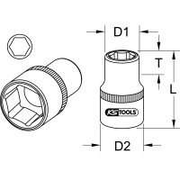 EDELSTAHL 1/2" 6kant-Stecknuss, 8mm