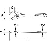 EDELSTAHL Rollgabelschlüssel, verstellbar, 8"