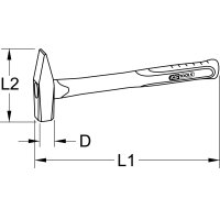 EDELSTAHL Schlosserhammer mit Fiberglasstiel, 500g