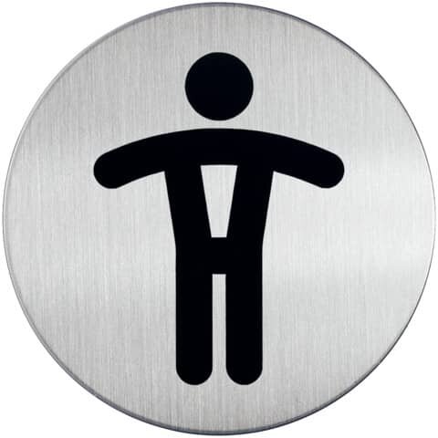 Türschild PICTO "WC Herren", Ø 83 mm, Edelstahl, metallic silber