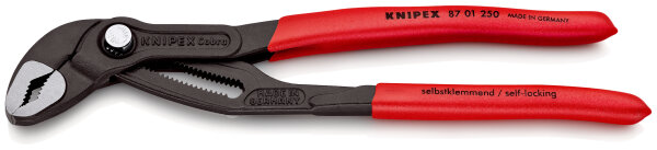 KNIPEX 87 01 250 Cobra® Hightech-Wasserpumpenzange mit rutschhemmendem Kunststoff überzogen grau atramentiert 250 mm