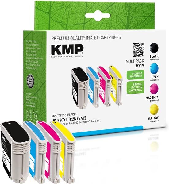 KMP H71V  schwarz, cyan, magenta, gelb Druckerpatrone kompatibel zu HP 940XL (C2N93AE), 4er-Set