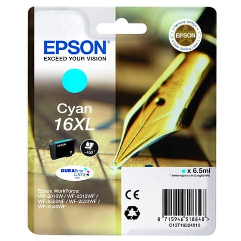 Original Epson Tintenpatrone cyan High-Capacity XL (C13T16324012,16XL,T1632,T16324012)