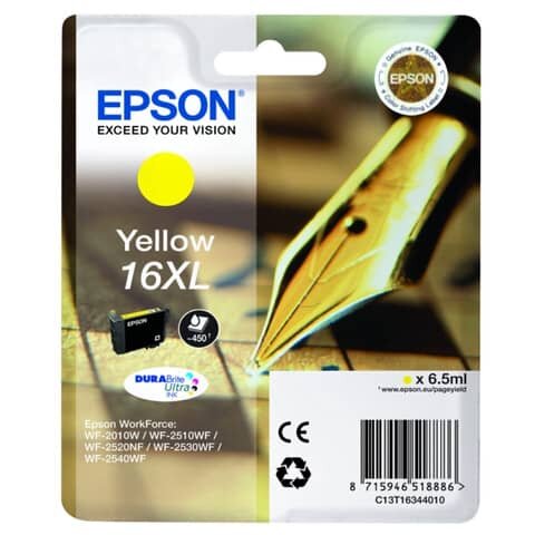 Original Epson Tintenpatrone gelb High-Capacity XL (C13T16344012,16XL,T1634,T16344012)