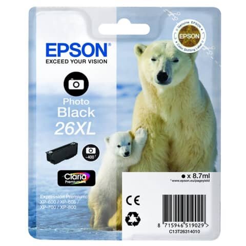 EPSON 26XL / T2631XL  Foto schwarz Druckerpatrone