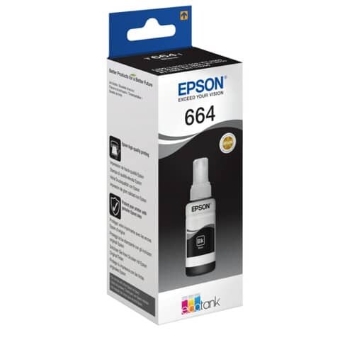 Original Epson Tintenflasche schwarz (C13T664140,664,T6641,T664140)