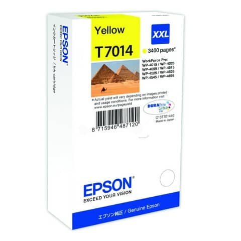 Original Epson Tintenpatrone gelb XXL (C13T701440,C13T70144010,T701440,T7014,T70144010)