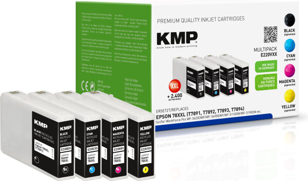 KMP E220VXX  schwarz, cyan, magenta, gelb Druckerpatronen kompatibel zu EPSON T7891XXL, 4er-Set