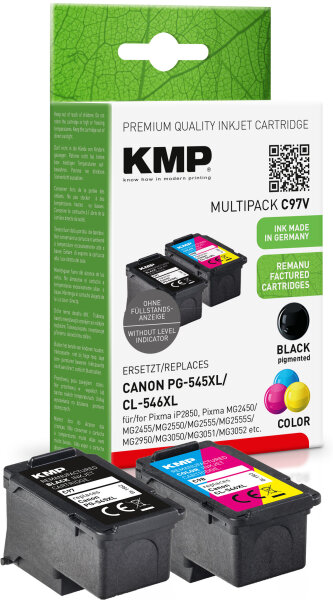 KMP C97V  schwarz, color Druckköpfe kompatibel zu Canon PG-545XL + CL-546XL, 2er-Set