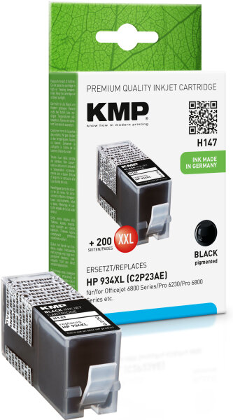 KMP H147  schwarz Druckerpatrone kompatibel zu HP 934XL (C2P23AE)