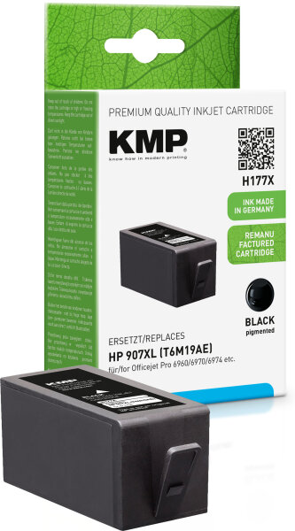 KMP H177  schwarz Druckerpatrone kompatibel zu HP 907XL (T6M19AE)