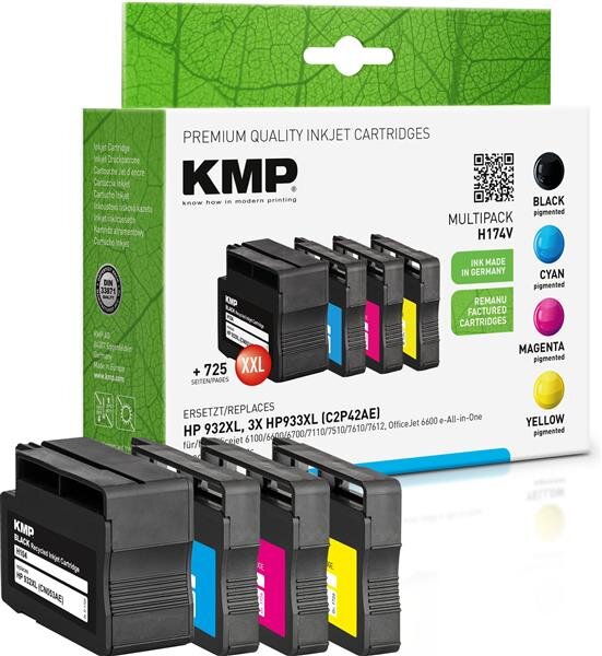 KMP H174V  schwarz, cyan, magenta, gelb Druckerpatronen kompatibel zu HP 932XL/933XL (C2P42AE), 4er-Set