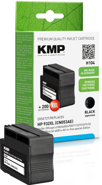 KMP H104  schwarz Druckerpatrone kompatibel zu HP 932XL (CN053AE)