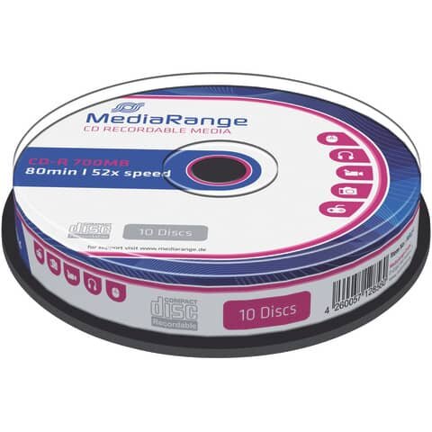 CD-R Rohlinge - 700MB/80Min, 52-fach/Spindel, Packung mit 10 Stück