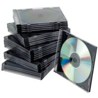 CD-Boxen Standard - Slim Line für 1 CD/DVD, transparent/schwarz, Packung mit 25 Stück