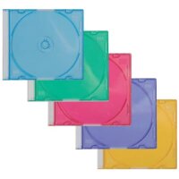 CD-Boxen Standard - Slim Line für 1 CD/DVD, farbig sortiert, Packung mit 25 Stück