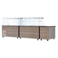 SNACK-Line, Kalte Theke, 4x GN1/1, Granit Star Galaxy schwarz, OHNE Glasaufbau 153x82x85.5