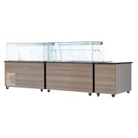 SNACK-Line, Kalte Theke, 6x GN1/1, Granit rosa-grau, OHNE Glas, 223x82x85.5