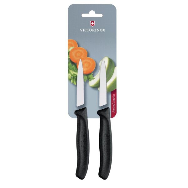 Victorinox Spitzes Gemüsemesser 8cm Schwarz (2 Stück)