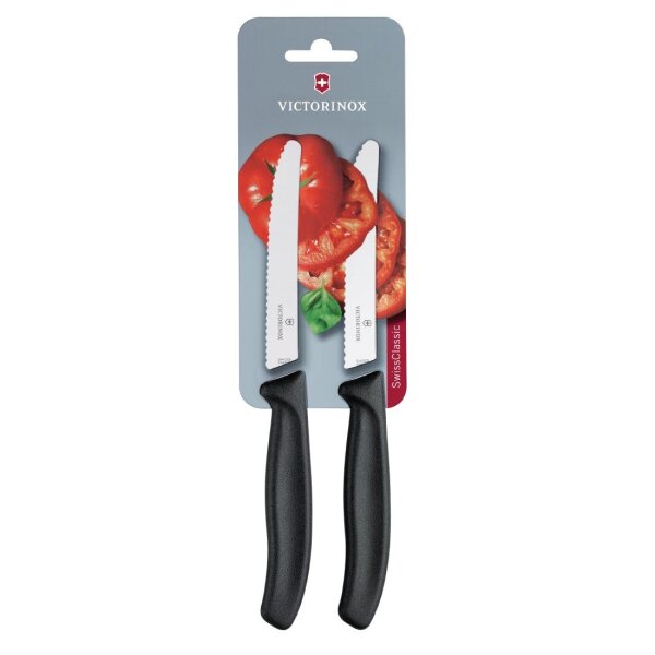 Victorinox Wellenschliff Tomatenmesser 11cm Schwarz (2 Stück)